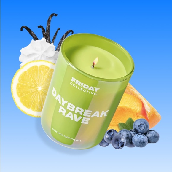 NEW Friday Collective Daybreak Rave 8oz 1-Wick Glass Candle in Green - Picture 2 of 8
